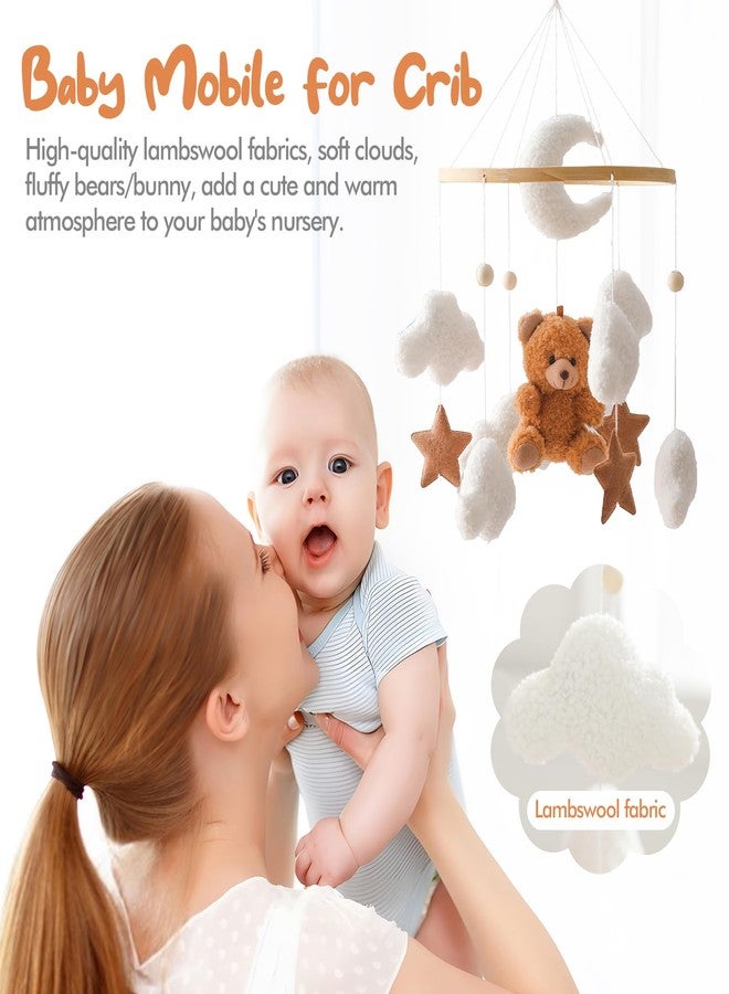 let's make Baby Mobile for Crib Bear Cloud Crib Mobile Handmade Furry Nursery Mobile Gender Neutral Crib Toy Hanging for Nursery Decor Accessories - Image 3